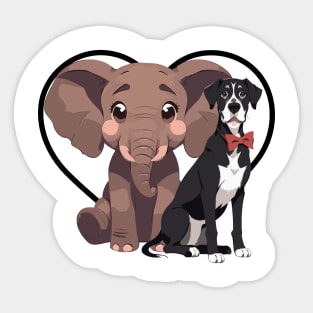 Elephant and Dog Friends Sticker